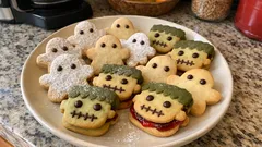 Biscotti di pasta frolla di Halloween: fantasmini e Frankenstein, facili da decorare
